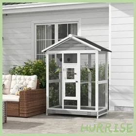 Meilleurs prix pour Cocosity Grande Cage Oiseau Volière À Oiseaux Intérieur Exterieur 4 Perchoirs Bac À Litière Coulissant 112 X 68 X 154 Cm Gris