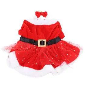Meilleurs prix pour OMABETA Costume de Noël pour animaux de compagnie Animal de Noël costume amusant mignon père de Noël chien de animalerie jupe