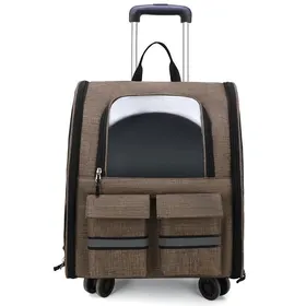 Meilleurs prix pour Sac Transport Chat Chien(15KG) Sac à Dos de Voyage Deluxe pour Animaux de Compagnie avec roulettes PANIER DE TRANSPORT