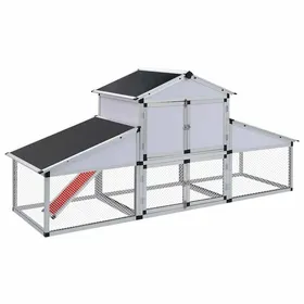 Comparer les prix de Blanc Poulailler cage pour petits animaux pour extérieur avec rampes et nichoir Aluminium  A181