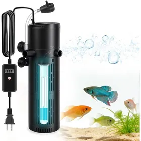 Meilleurs prix pour Filtre DAquarium Avec Stérilisateur Uv 6 W 800 L/H Filtre Intérieur 4 En 1 Pompe À Eau Ventilation Et Formation DOndes Sile