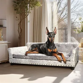 Meilleurs prix pour Canapé pour Chien Grande Taille Déhoussable - Lit Fauteuil Chien en Hauteur en Cuir 120x74x40cm