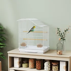 Comparer les prix de Cage à oiseau volière avec 4 portes 2 perchoirs plateau coulissant pour inséparables perruches 475x36x545cm blanc