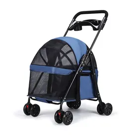 Comparer les prix de Poussette pliable pour animaux de compagnie - quatre roues porte-gobelet fenêtre de visualisation - transport extérieur