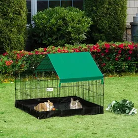 Comparer les prix de MOTHINESSTO1979-Cage enclos lapins petits animaux rongeurs Intérieur ou Extérieurs avec bache Protection Inclus - 90 x 75 x 75 cm