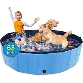 Meilleurs prix pour Piscine Pliable surdimensionnée en Dur Portable pour Chiens Chats et s Animaux domestiques Bleu 160cm