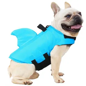 Comparer les prix de Gilet de sauvetage pour chien - MHY® - XS - Bleu - Flottaison optimale - Motif aileron de requin - Couleur fluo