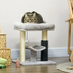 Comparer les prix de MOTHINESSTO1832-Petit arbre à chat arbre à grimper tour de jeux hauteur 48 cm poteau en sisal gris avec balle suspendue gris
