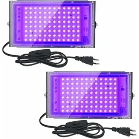Meilleurs prix pour Lot de 2 Projecteurs UV LED - 100W - Imperméables IP65 - Éclairage Ultraviolet pour Aquarium Soirée Peinture Fluo Affiches Fluor