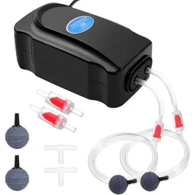 Meilleurs prix pour Pompe Air Aquarium 8W Double Sortie Bulleur Aquarium Silencieuse avec 2M TuyauPierre AirClapet Anti-Retour et Raccord en T
