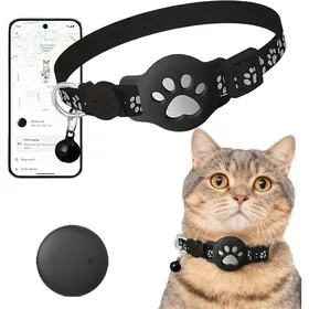 Comparer les prix de Collier GPS Chat 2026 Traceur sans SIM/Abonnement localisation temps réel imperméable durable (Noir) .