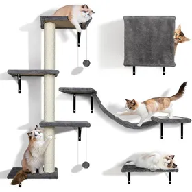 Comparer les prix de Étagères Murales pour ChatEnsemble Mur descalade pour ChatsMuraux Confortables en Peluche avec GriffoirArbre a Chats Mural