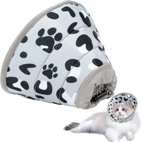 Comparer les prix de Collerette grise M anti-léchage douce pour chat/chiot post-chirurgie cône Élisabeth .