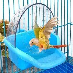 Meilleurs prix pour Boîte bain oiseaux suspendue jouet bain perruche perroquet cage support plateau eau douche accessoire Label