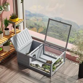 Comparer les prix de MOTHINESSTO1847-Maison enclos cage habitat pour petit animal tortues avec 2 espaces 91 x 605 x 32 cm bois massif gris