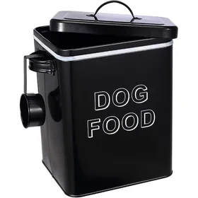 Comparer les prix de Boîte de Rangement pour Nourriture et friandises Animaux Conteneur Croquette Chiens avec Une Pelle Couvercles en Noir Chien
