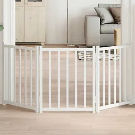 Comparer les prix de Barrière pour chien pliable - vidaXL - 3 panneaux - 150 cm - Bois de sapin massif - Blanc - Autonome - Pliable