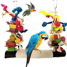 Comparer les prix de Jouet Perroquet Morsure, Pont Échelles, Balanoire, Décoration Cage Oiseau