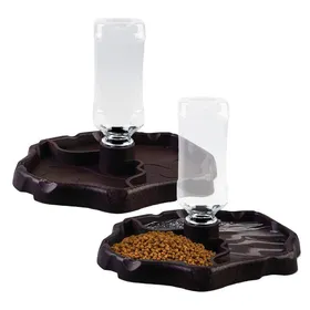 Meilleurs prix pour 2pcs Distributeur deau pour Reptile 2 en 1 Abreuvoir Tortue Mangeoire À Eau pour Reptiles Bol De Nourriture