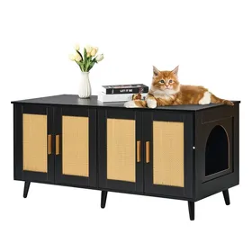 Meilleurs prix pour Meuble Cache Bac à Litière pour 2 Chats-VEVOR-119 x 05 x 055 m-Armoire Spacieuse pour Bac à Litière Caché-Noir