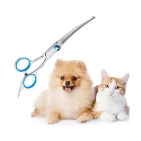 Comparer les prix de Ciseaux Courbes pour Toilettage dAnimaux Ciseaux Toilettage Chien Professionnel Acier Inoxydable avec multicolore CISEAUX