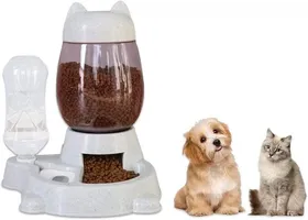 Meilleurs prix pour Distributeur Automatique d'aliments - Distributeur Croquettes Chat - Gris, avec Distributeur d'eau et Distributeur pour Animaux
