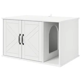 Comparer les prix de [1451262]Niche Chat Interieur Maison pour chat Blanc 85x55x50 cm Bois dingénieriePoids:25.28 Kg