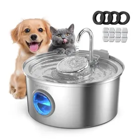 Meilleurs prix pour Fontaine a Eau Chat Fontaine à Eau pour Chat INOX 3 2L Ultra-Silencieuse avec Filtre 5 Étapes - Inclut 4 Filtres de FONTAINE A EAU