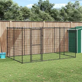 Comparer les prix de Noir Chenil dextérieur grande cage pour chien Acier avec toit 726 m² A309