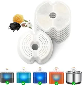 Meilleurs prix pour 8pcs filtres pour fontaine à chat LED de 2L et fontaine à eau de 2,5l Filtre de rechange avec triple filtration au charbon actif