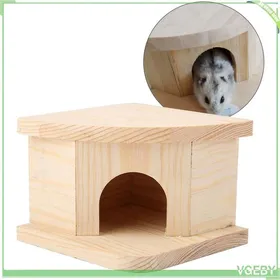 Comparer les prix de Maison pour hamsters - FAFEICY - T House - Bois naturel - Semi-fermé - 10x10x8 cm