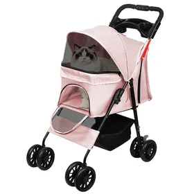 Comparer les prix de POUSSETTE PLIABLE DEXTÉRIEUR POUR CHATS ET CHIENS - HOMEWELL - ROSE - 77 X 48 X 99 CM