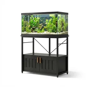 Meilleurs prix pour Meuble dAquarium avec Rangement – Capacité 300kg Armoire de Stockage pour AccessoiresNoir 105 x 58 x 165 cm