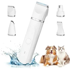 Meilleurs prix pour 4 en 1 Tondeuse Chien Professionnelle- Silencieuse Tondeuses pour Chiens Étanchéité IPX7, USB Rechargeable, blanc