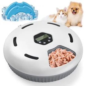 Comparer les prix de Distributeur Automatique de Nourriture avec Minuterie Programmable et Visualisé sans Fil et 6 Compartiments Alimentaires de 90g