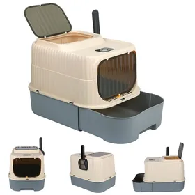 Comparer les prix de KEDIA Litière Autonettoyante pour Chat - Bac Fermé avec Sac Désodorisant et Pelle à Litière Désinfection UV (37x49x37) noir