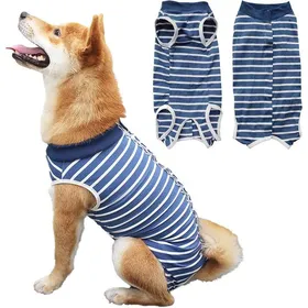 Meilleurs prix pour Combinaison de convalescence pour chien - Combinaison post-opératoire ajustable 2 pièces - Bleue - Vêtements médicaux pour animaux