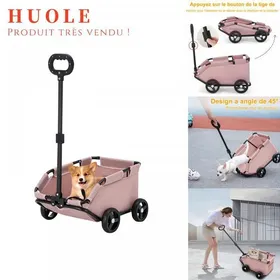 Meilleurs prix pour Chariot à main pour animaux de compagnie poussette pour animaux de compagnie pliable et portable 51 x 35 x 31 cm rose.