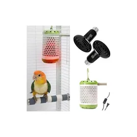 Comparer les prix de Chauffage pour cage à oiseaux pour perruches poules perroquets Douille thermostatique lampe sans lumière avec 2 ampoules en cér