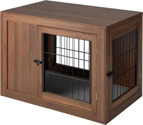 Meilleurs prix pour GOPLUS Cage pour Chien 2 en 1 avec Coussin Confortable et Double Porte, Niche Décorative en Maille pour Chien, 92x59x66,5 CM
