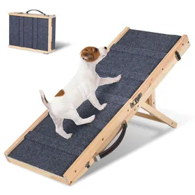 Meilleurs prix pour Yakimz Rampe pour chien pliable en bois Rampe pour animaux avec tapis de traction 5 pattes antidérapant ESCALIER