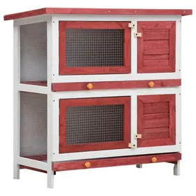 Comparer les prix de Prix bas - Anti-UV Clapier dextérieur-Cage Poulailler - 4 portes Rouge Bois （384403498837)