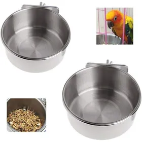 Comparer les prix de Mangeoire pour oiseaux en acier inoxydable - MICH - Bol fixe - Cage suspendue - 2 pièces - Argent - 10x45 cm - 12x5 cm