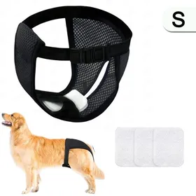 Comparer les prix de Couches pour Chien Femelles LavablesCouches pour Chien avec 3 Serviettes HygiéniquesLavable Couches réutilisables-Noir S