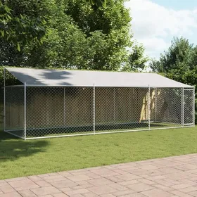 Meilleurs prix pour Cage pour chien avec toit - vidaXL - 6x2x2 m - Gris - Acier galvanisé - Toit imperméable - Porte verrouillable