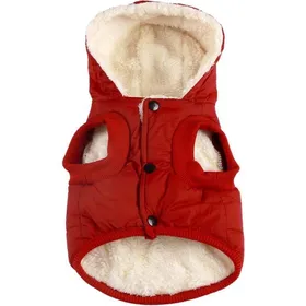 Comparer les prix de Manteau dhiver rouge pour chien - Veste polaire chaude à capuche pour petits chiens - Coupe-vent et chaude - Idéale pour les