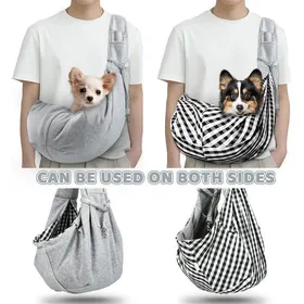 Meilleurs prix pour Sac de Transport pour Chien Chat Sac Ventral Chien Sac Portage Chien Portable Réglable Respirant Grey avec Serviette de Bain pour