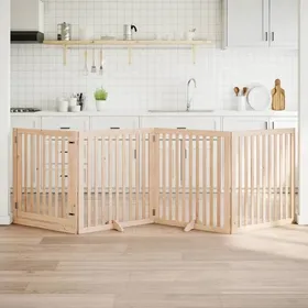 Comparer les prix de vidaXL Barrière pour chiens avec porte 4 panneaux bois de peuplier, barrière pour animaux de compagnie, barrière pour chien 352243
