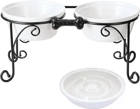 Meilleurs prix pour Gamelles Surélevées,Support Gamelle Chien Surelevee,Porte-Gamelles Surélevée Pour Chien Avec Bols Doubles En Céramique De Qualité
