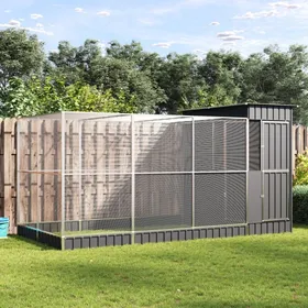 Meilleurs prix pour Volière avec extension argenté 416x203x216 cm acier